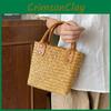 Vintage Basket Woven Bag With Grass Weaving Design For Daily Outings Handbag