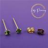 Katı 9 Ayar Altından Piercing Mücevher Küpeler - Taşlı Set: Yeşil Yuvarlak Kristal 3mm