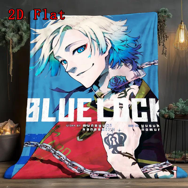 Blue Lock Anime 2D Flat Pattern Flannel Blanket High Quality All Seasons Warmth and Comfort Perfect for Christmas Gifts.MMT0918395
