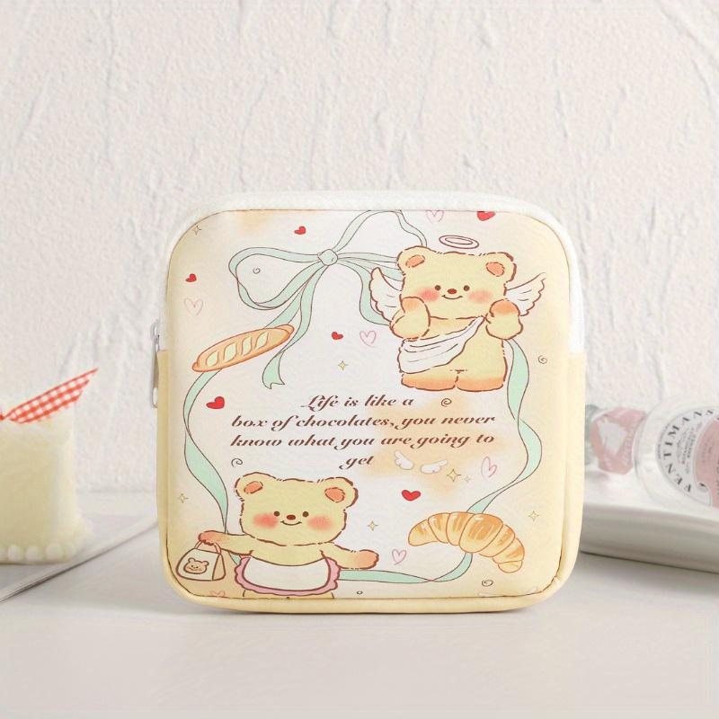 2pcs/1pc, Portable Sanitary Napkin Storage Bag, Cartoon Pattern, Candy Sundries Organizer, Lightweight Multi-function Pouch