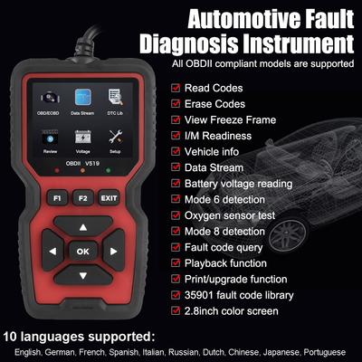 Automotive Fault Diagnosis Instrument Code Reader Battery Voltage Detection Engine Fault Reading Data OBD2 Scanner V519 Elm327