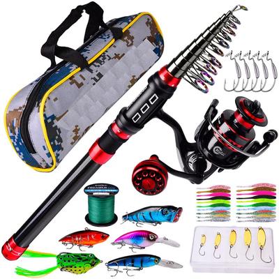 New Fishing Set Telescopic Fishing Rod Combination 1.8-3.6M Carbon Travel Rod with Rotating Reel Line Bait Hook Fishing Bag Suitable for Summer Pesca