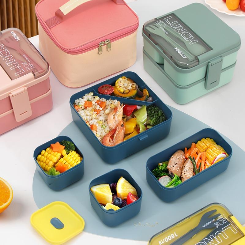 2pcs/set Large-capacity Portable Lunch Box Set Insulated Lunch Box with Tableware - Suitable for Schools and Offices Durable
