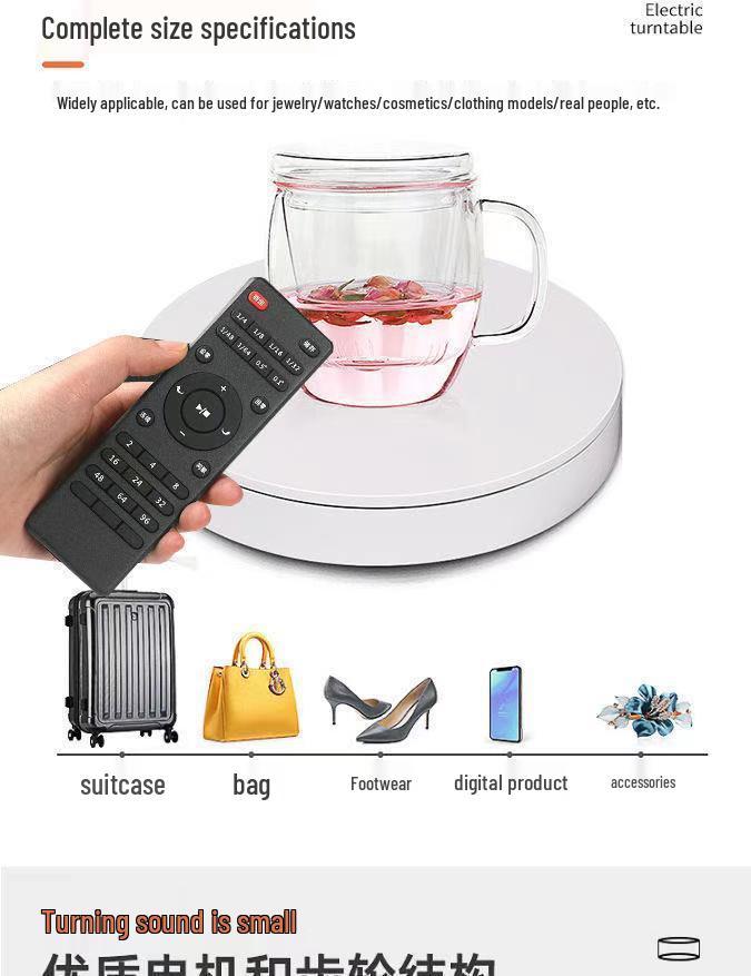 Automatic Rotating Display Stand with Remote for Photography and Live Streaming