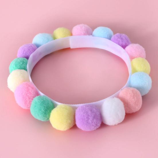Pet Collar Plush Balls Decorative Fastener Tape Christmas Cats Dogs Pompom Collars for Birthday