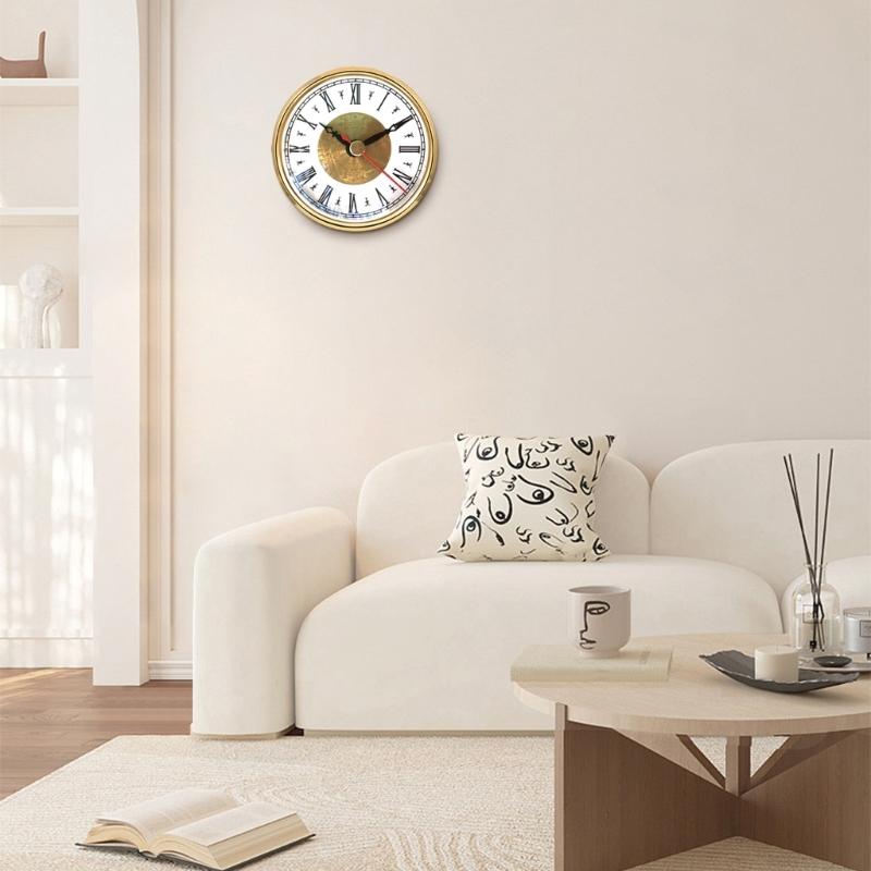 Elegantes rundes Uhrwerk mit römischen/arabischen Ziffern, Gold-/Silber-Zieroption, kleine Uhr für Heimbüros