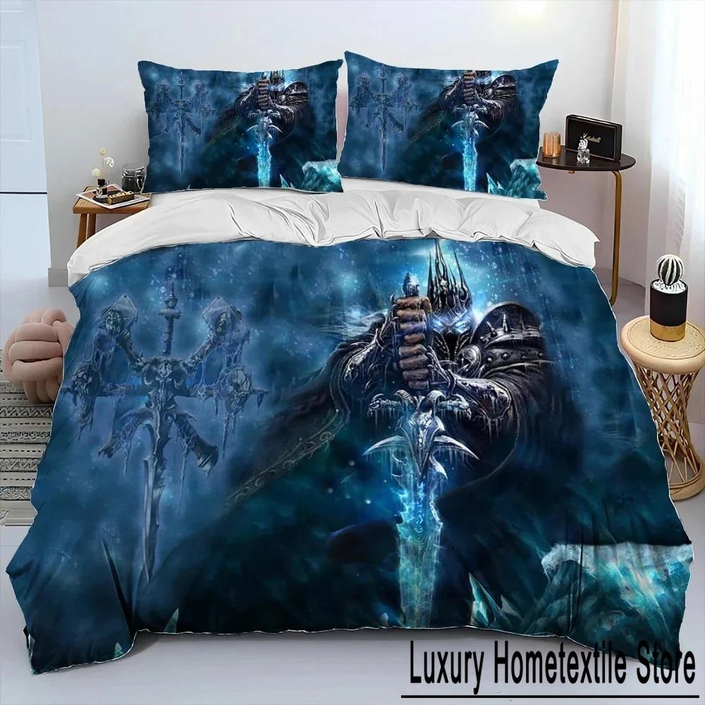 Joc de imprimare 3D World Warcraft WOW Set de lenjerie de pat Husă de pilotă Set de pat Husă de pilota Față de pernă Consolator King Queen Size Băieți Adult