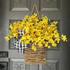 Spring Front Door Decor Dahlia Peony Flowers Basket Spring Welcome Sign Porch Farmhouse Artificial Flowers Wedding Home Decor