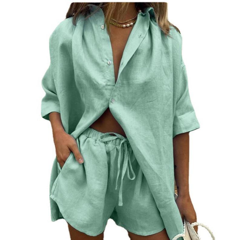 Womens Summer Casual Pants Set With Tie Detail For Office And Vacation