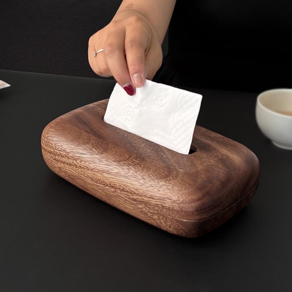 Paper Towel Holder Walnuts Tissue Box Cover for Desk and Bathroom Decoration Elegant Napkin Dispenser