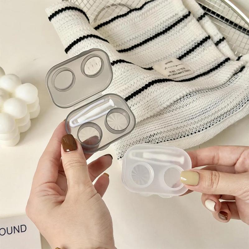 Portable Transparent Minimally Integrated Companion Box Girls Travel Contact Lens Case with Tweezers 1pc Contact Lens Box