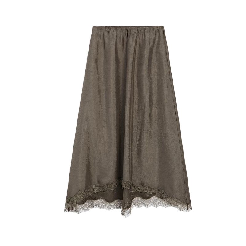 MD Summer New French Romantic Lady Style Lace Hem Draping Effect Elegant Skirt 5204583