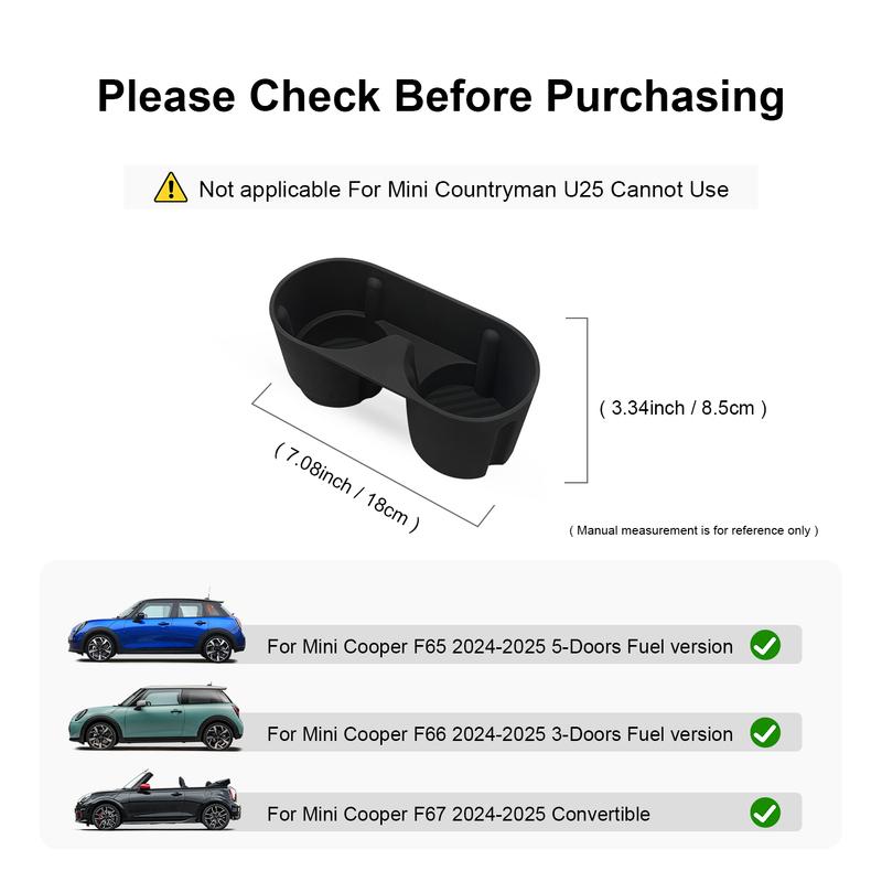 Car Water Cup Holder For Mini Cooper F65 F66 F67 2025 Fuel Version Center Console Silicone Organizer Insert Storage Box
