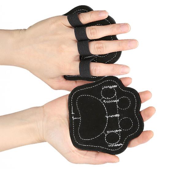 1 Pair Cat Paw 4-Finger Anti-Slip Workout Grips Faux Leather Palm Protection Weight Lifting Dumbbell Deadlift Pull-Up Grippers Gym Training