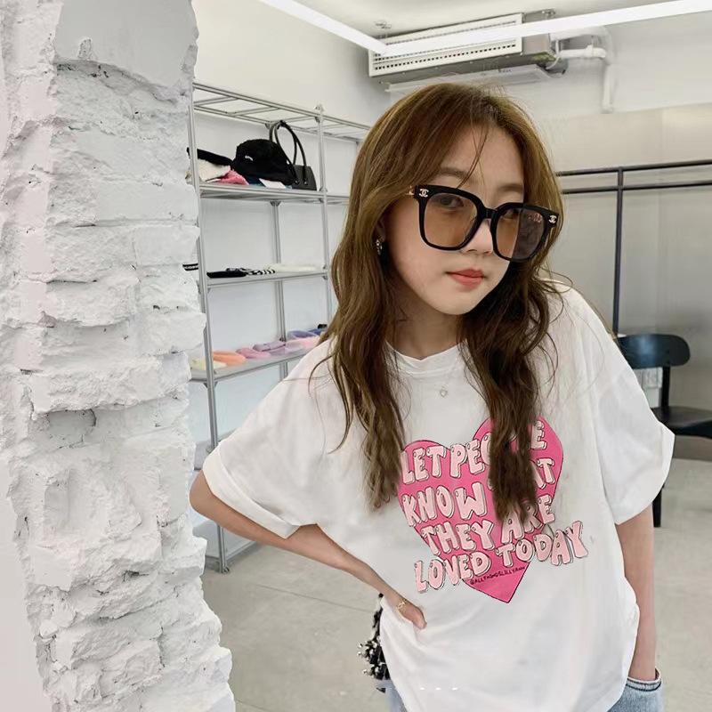 Summer Children Cartoon Print T-shirt for Girls Causal Short Sleeve Tee Tops Teenager Fashion Kids Clothes