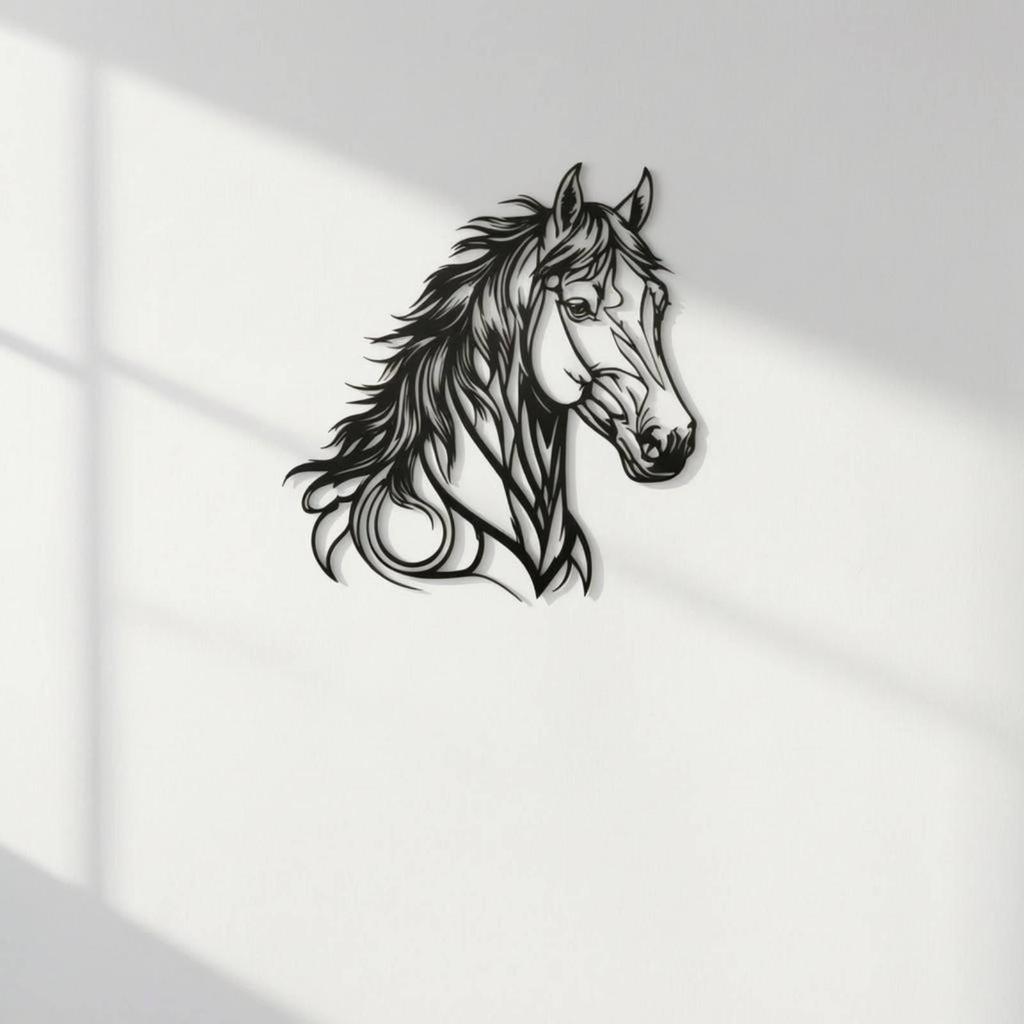 Horse Head Wall Decor Cutout metal Art Wavy Mane Room Decoration
