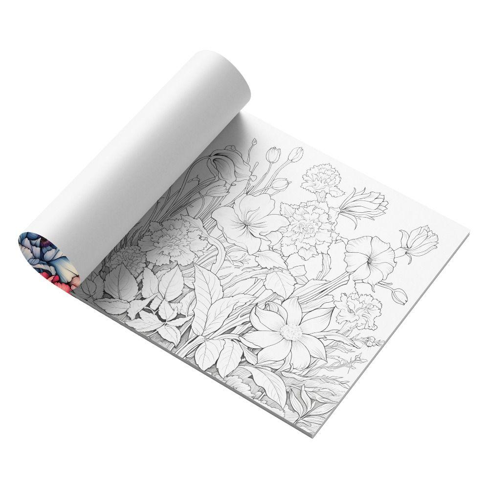 SŁODKI & PROSTY Ręcznie Rysowany Książka 20 Arkuszy Książka do Malowania Graffiti Kolorowanka Kwiaty Dorośli