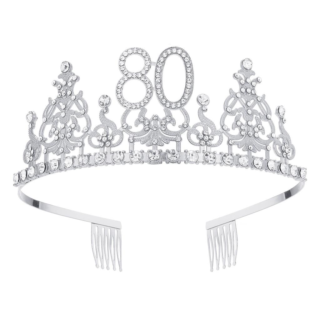 Fashion Alloy Digital Crown With Diamond Tiara 18Th Birthday Party Pearl Alloy Headband