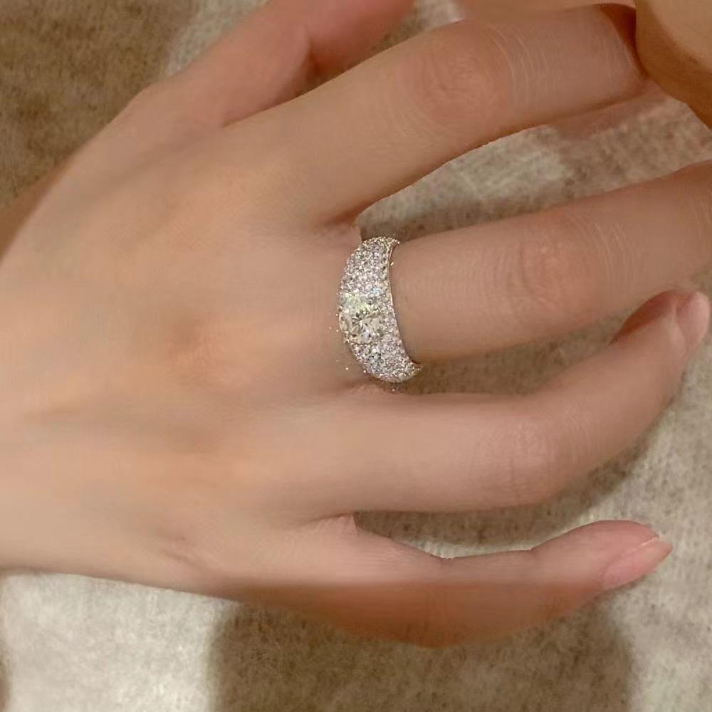 Zigeuner Voller Diamant Dichter Diamantring Damen Leichter Luxus Nischen Design Fortgeschrittener Sinn 925 Sterling Silber Dick Platiniert Ring