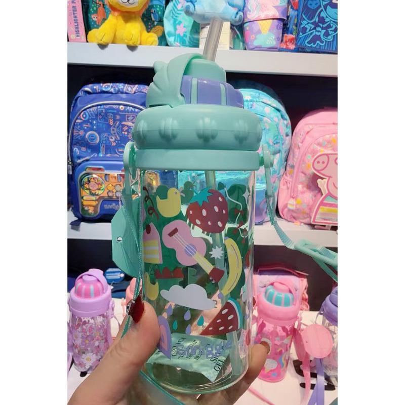 Smiggle Australia Kids Cartoon Straw Bottle Hydration Sports Water Bottle Portable Crossbody Sling Medium