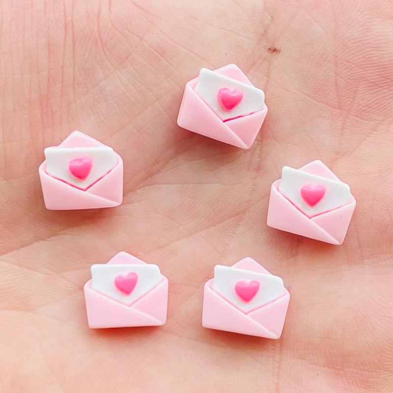 30 Pcs New Cute Resin Mini Pink Envelope Flat Back Stone Figurines Diy Jewelry Wedding Scrapbook Manicure Accessories A57