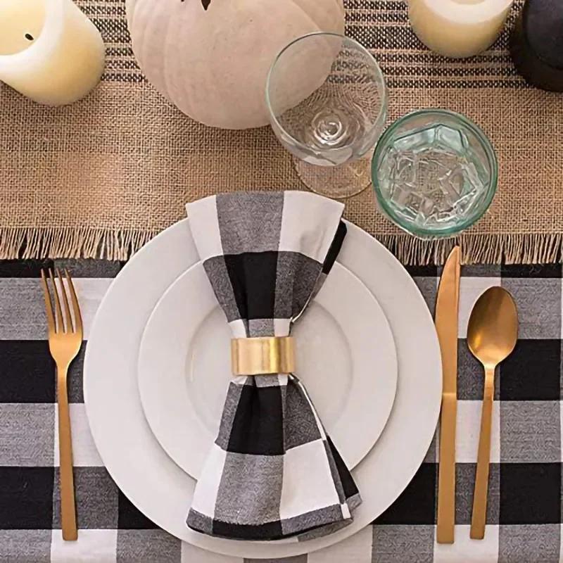 4pcs Christmas Style 30x45cm Tablecloth Napkins, Durable Polyester Thickened Pads, Reusable Kitchen, Dining Napkins Cloth