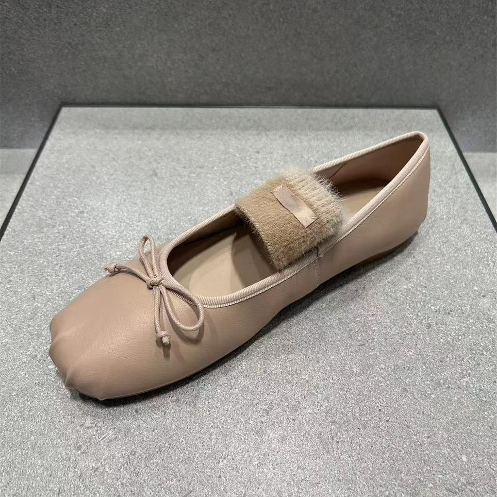 Flat-bottomed bow Mary Jane ballet shoes, new elastic casual versatile niche women's shoes in autumn 2025