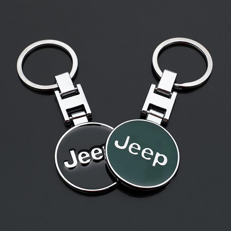 För Jeep Zinklegering Bil Logotyp Nyckelring Metall Nyckelring Auto Tillbehör För Jeep Grand Cherokee Wrangler JK Gladiator Compass R