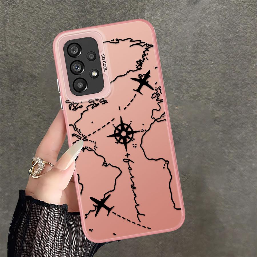 Phone Cover Case for Samsung Galaxy A54 A23 A71 A13 A32 A36 A17 A52 A16 A34 A25 A73 A72 A12 A14 A56 Airplane Route
