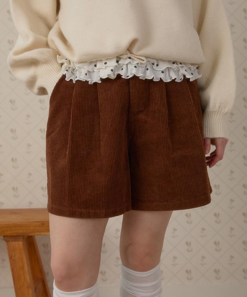 PINK PINEAPPLE Breeze Cordu Half Shorts_Brown