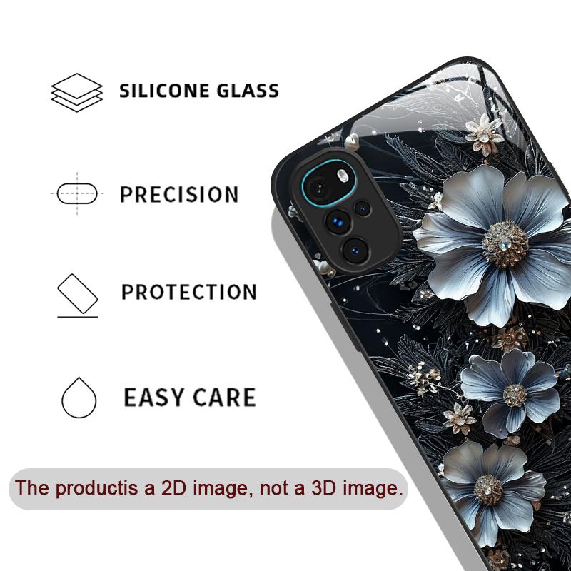 Vintage Floral Stylish Lotus Flower Tempered Glass Phone Case for Motorola Moto G85 G84 G75 Edge 50 Fusion 40 Neo 30 Pro Covers