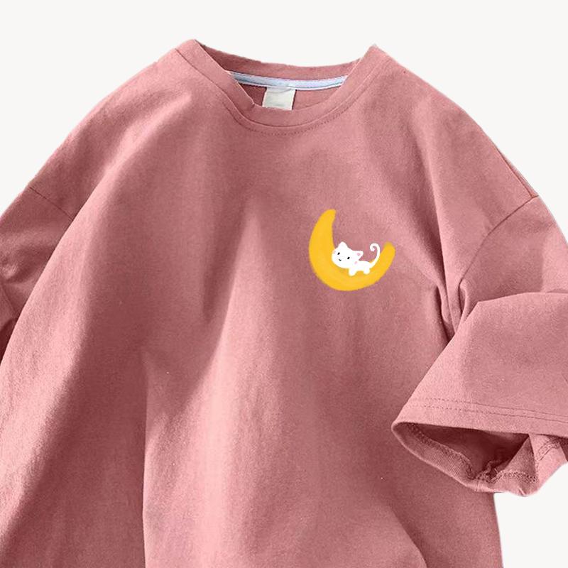 Cotton Short-sleeved T-shirt Female Summer Korean Version of The Loose Round Neck Printed Tops Trend Women's