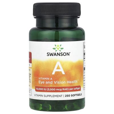 Vitamina A, 10.000 UI, 250 Cápsulas Blandas