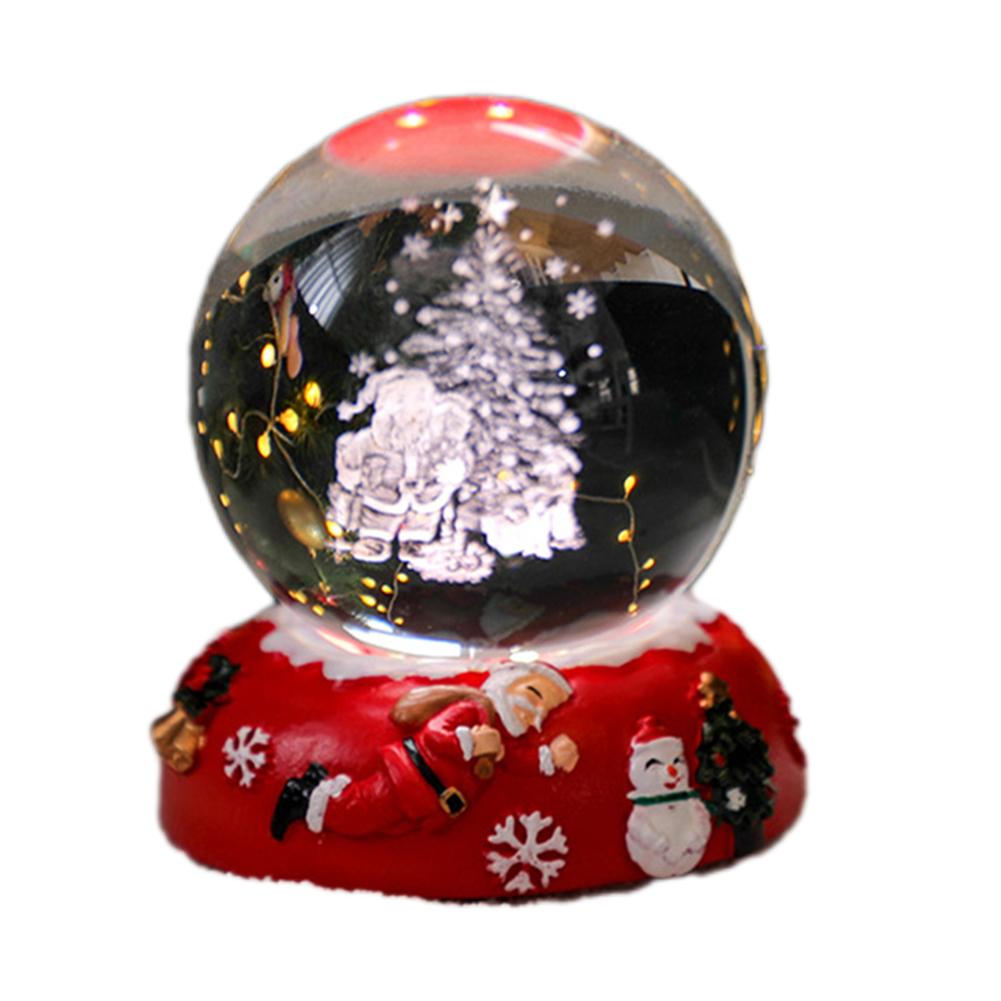 Christmas Crystals Balls Decor Bedside Desk Ornament Lights Bedroom Colorful Light Resin Night Light Christmas Decoration Gifts
