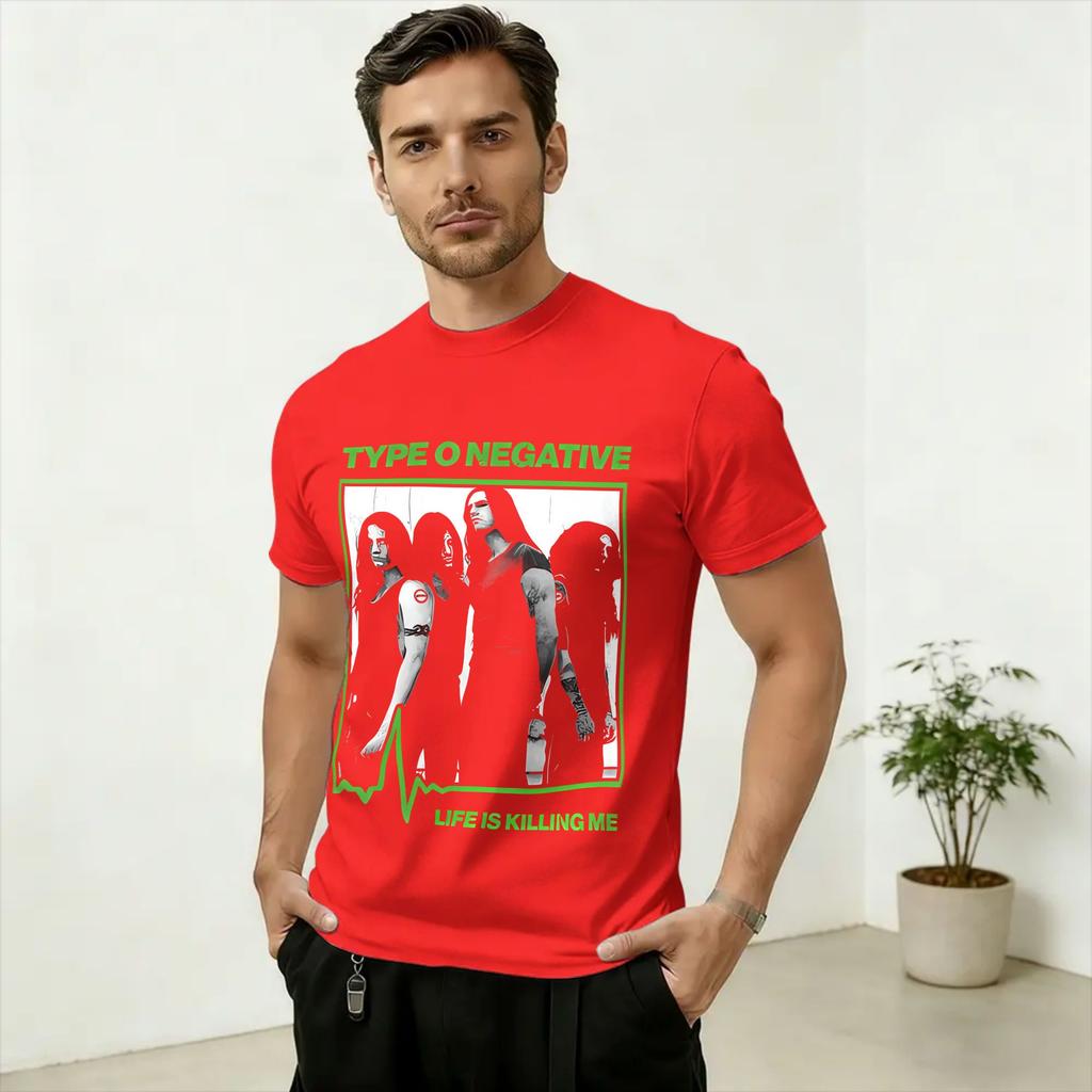 Casual Type O Negative TShirts for Unisex Round Collar Pure Cotton T Shirt Short Sleeve Tees Plus Size Clothing