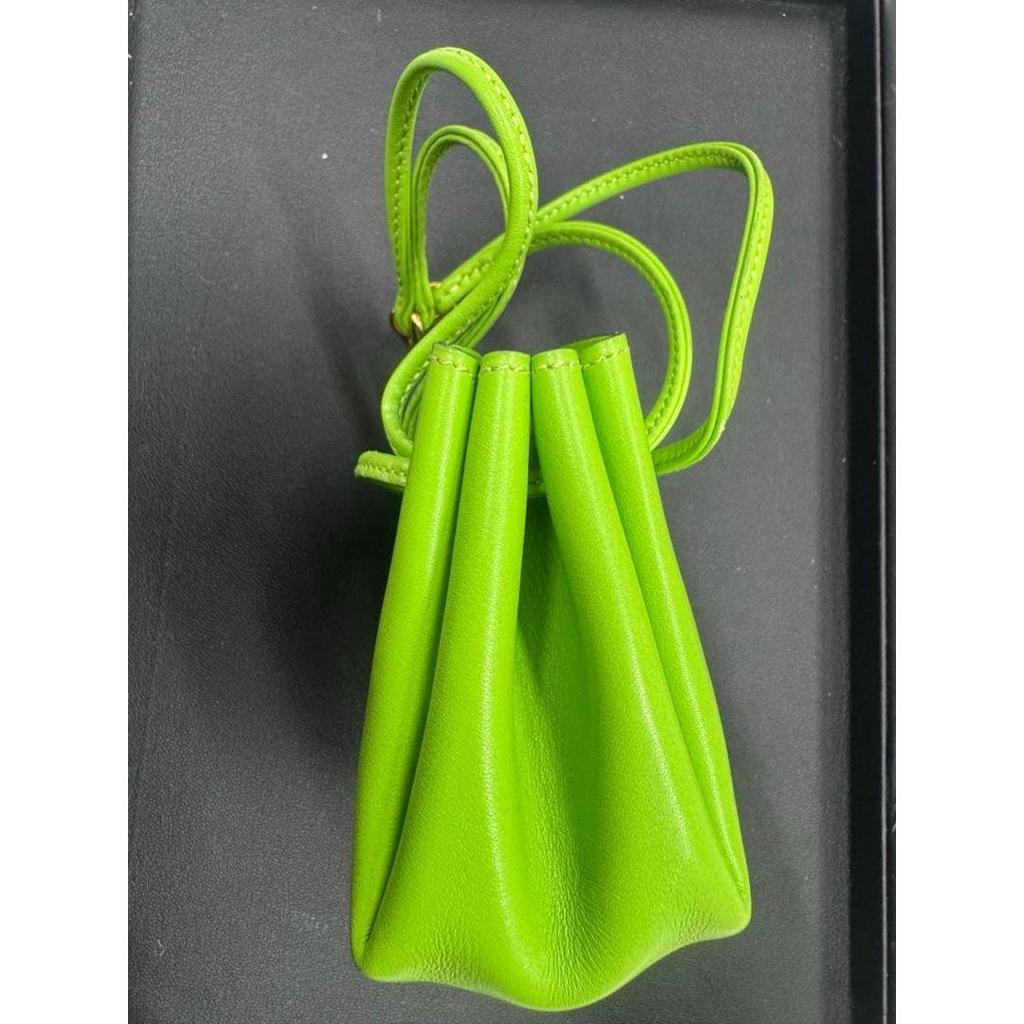 HERMES Hermes leather pouch green drawstring accessory case