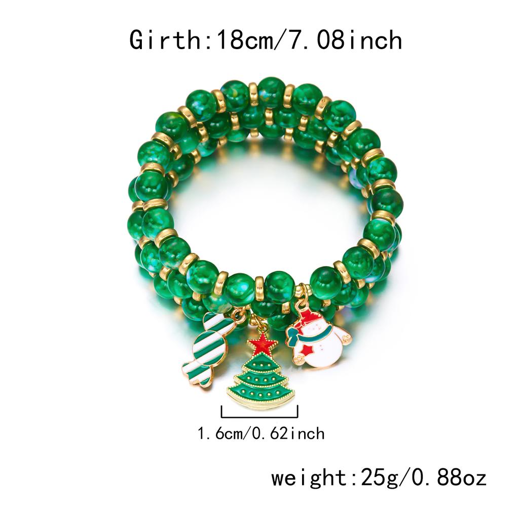 Handmade Christmas Multilayers Beaded Bracelet for Women Santa Claus Snowman Pendant Bangles Holiday Party Xmas Jewelry Gifts