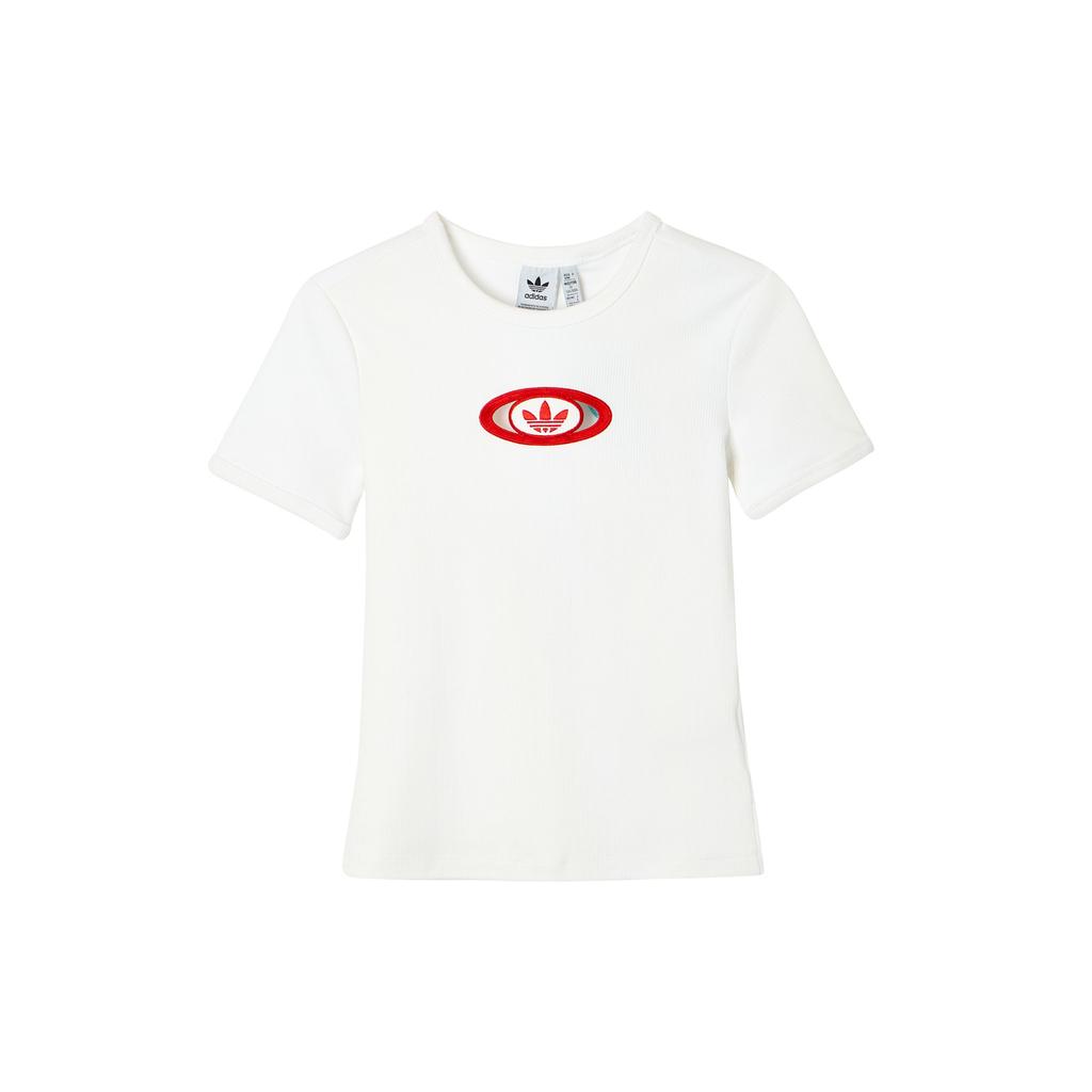 Adidas Originals Fashion Simple Round Neck Slim Fit Short Sleeve T-Shirt Women Tops White KA2687