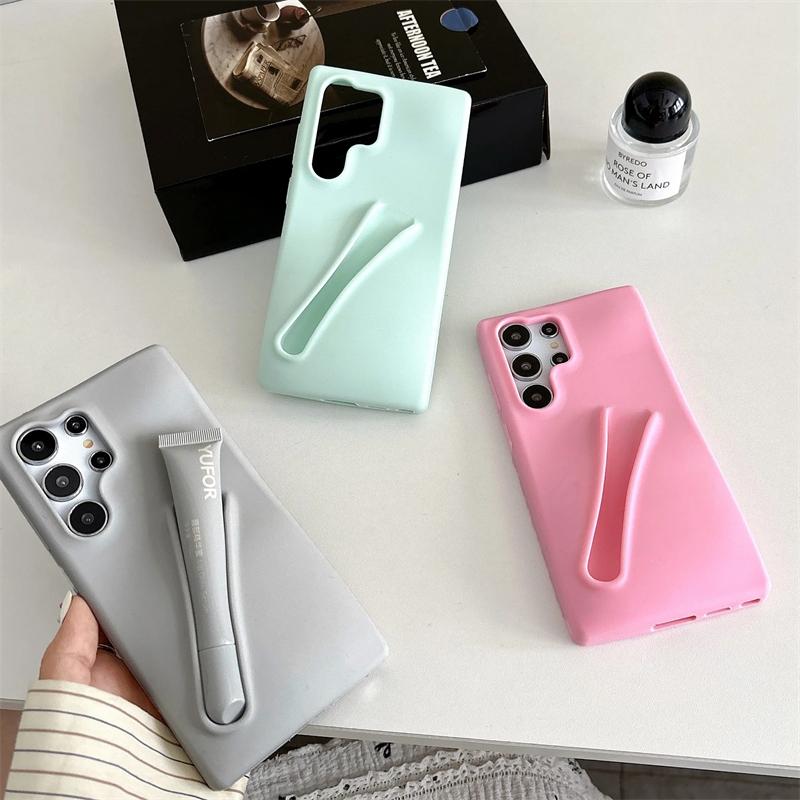 Lustiger Lipgloss-Halter, Silikon-Lippenstift-Lippenschutz, Handyhülle für Samsung Galaxy S23 Plus S24 S24 Ultra A14 A54 A15 4G/5G