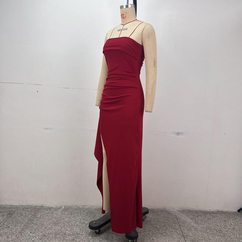 Dámské večerní šaty bez ramínek s jedním ramenem: Módní, Sexy, Bez zad, S vysokým rozparkem, Dlouhé letní šaty