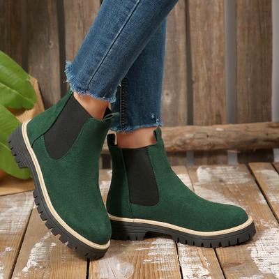 Große Größe Kurze Stiefel für Damen Quadratischer Absatz Modisch Lässig Runde Spitze Schaft Vielseitige Damen-Gummistiefel für Damen Größe 12