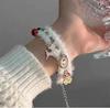 Bear Snuggly Bracelet For Women Elegant Plush Yarn And Wood Handmade Gift Christmas