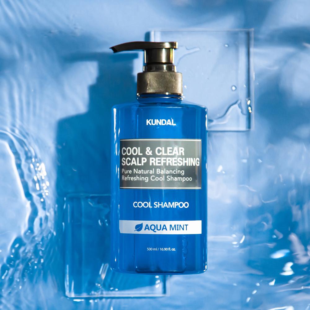 KUNDAL Szampon chłodzący do skóry głowy Aqua Mint 500ml 2 opakowania, koreańskie kosmetyki o przyjemnym zapachu