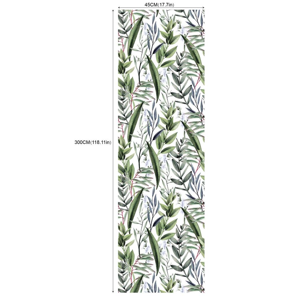 Removable Seamless Self-Adhesive Wallpaper for Living Room Background (Green Plants and Flowers)