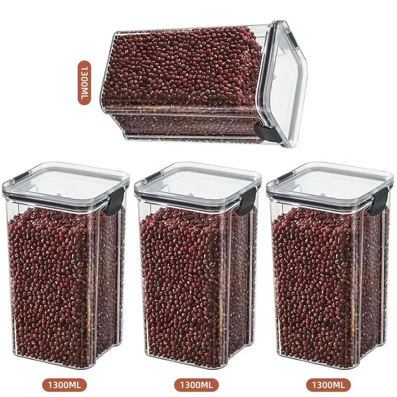 460/700/950/1300/1800ml Tjock Förseglad Förvaringstank Transparent Fyrkantig Förvaringslåda för Torkad Frukt Kök Spannmålsförvaringsburk Behållare