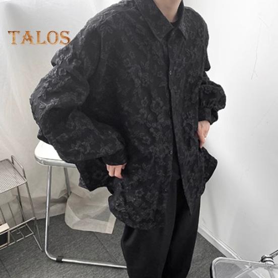 Podzim Jaro Košile Květina Rilievo Zapínání na knoflíky Límec Cardigan Dlouhé rukávy Cardigan Volný Střední délka Tmavý styl Top Denní nošení