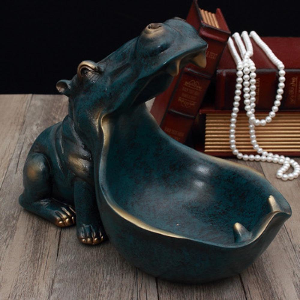 Ippopotamo Ornamento Nordico Creativo Casa Soggiorno Armadietto Scarpe Ingresso Scatola Porta Chiavi Scrivania Piatto Contenitore Oggetti Vari Gioielli
