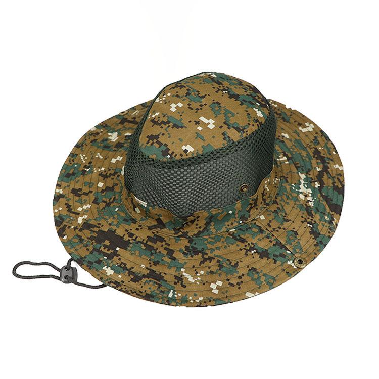 Men's Sunscreen Visor Cap Mesh Breathable Digital Camouflage Bucket Hat Outdoor Foldable Big Eaves Mountaineering Fishing Hat