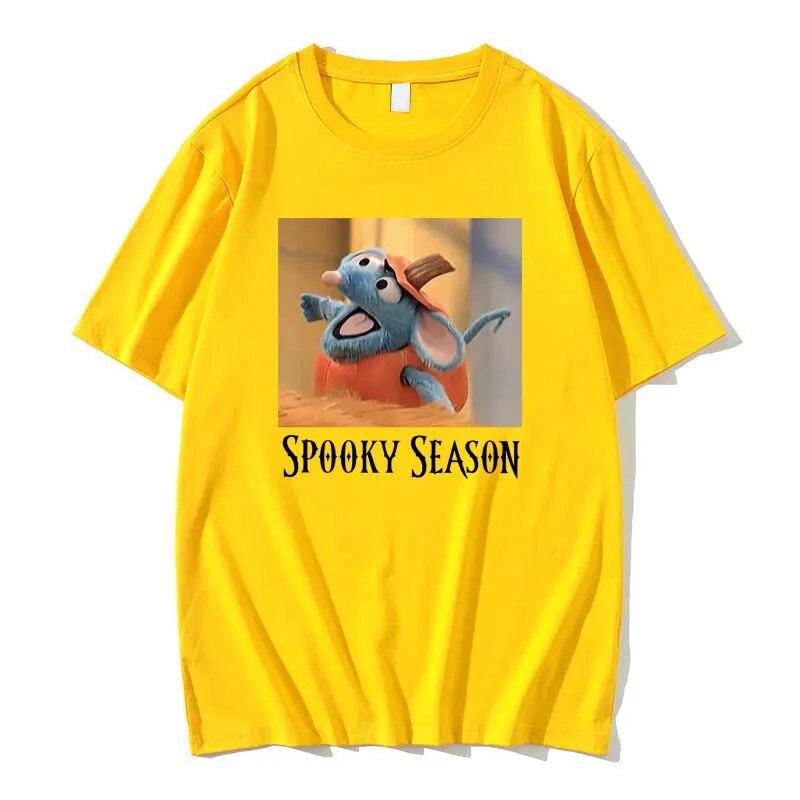 

Футболка Tutter Spooky Season, забавные футболки с рисунком мыши ко Дню всех святых, женские повседневные свободные футболки унисекс с короткими рукавами и круглым вырезом 3XL