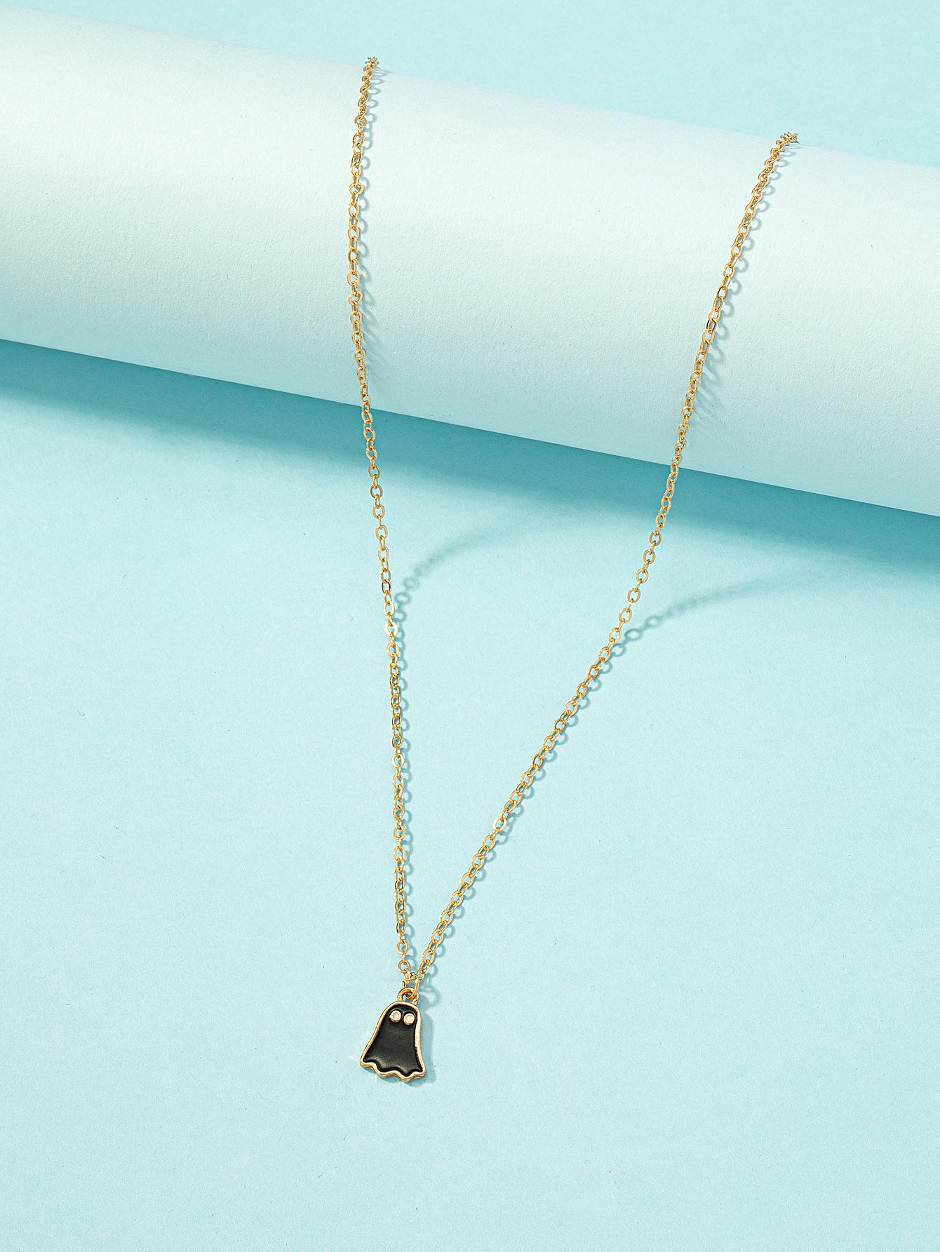 

Ladies Halloween Fashion Simple Niche Design Ghost Necklace чорний